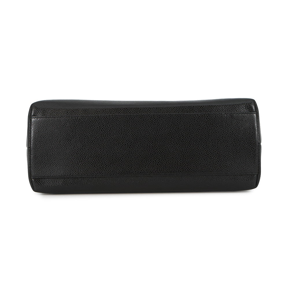 CHANEL CC Logo Handbag Black Caviar Leather