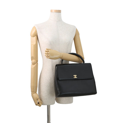 CHANEL CC Logo Handbag Black Caviar Leather