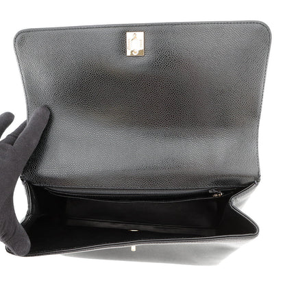 CHANEL CC Logo Handbag Black Caviar Leather