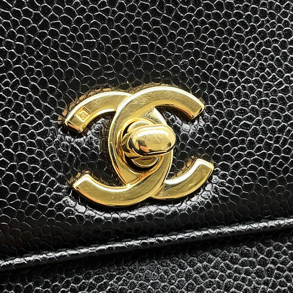 CHANEL CC Logo Handbag Black Caviar Leather