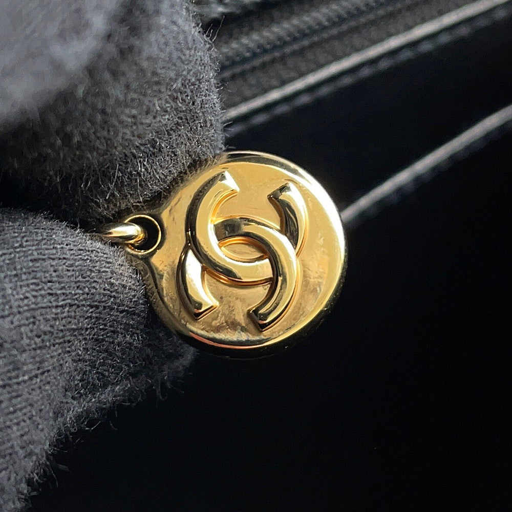 CHANEL CC Logo Handbag Black Caviar Leather