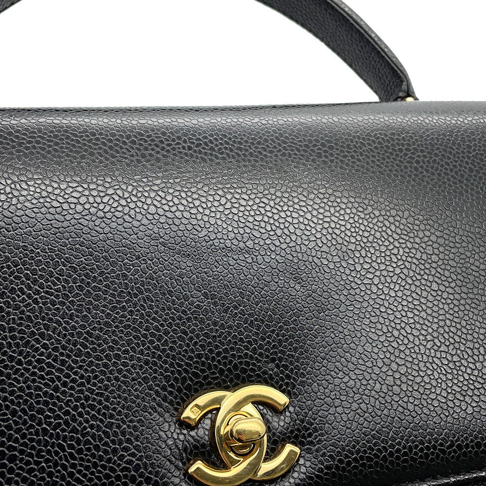 CHANEL CC Logo Handbag Black Caviar Leather
