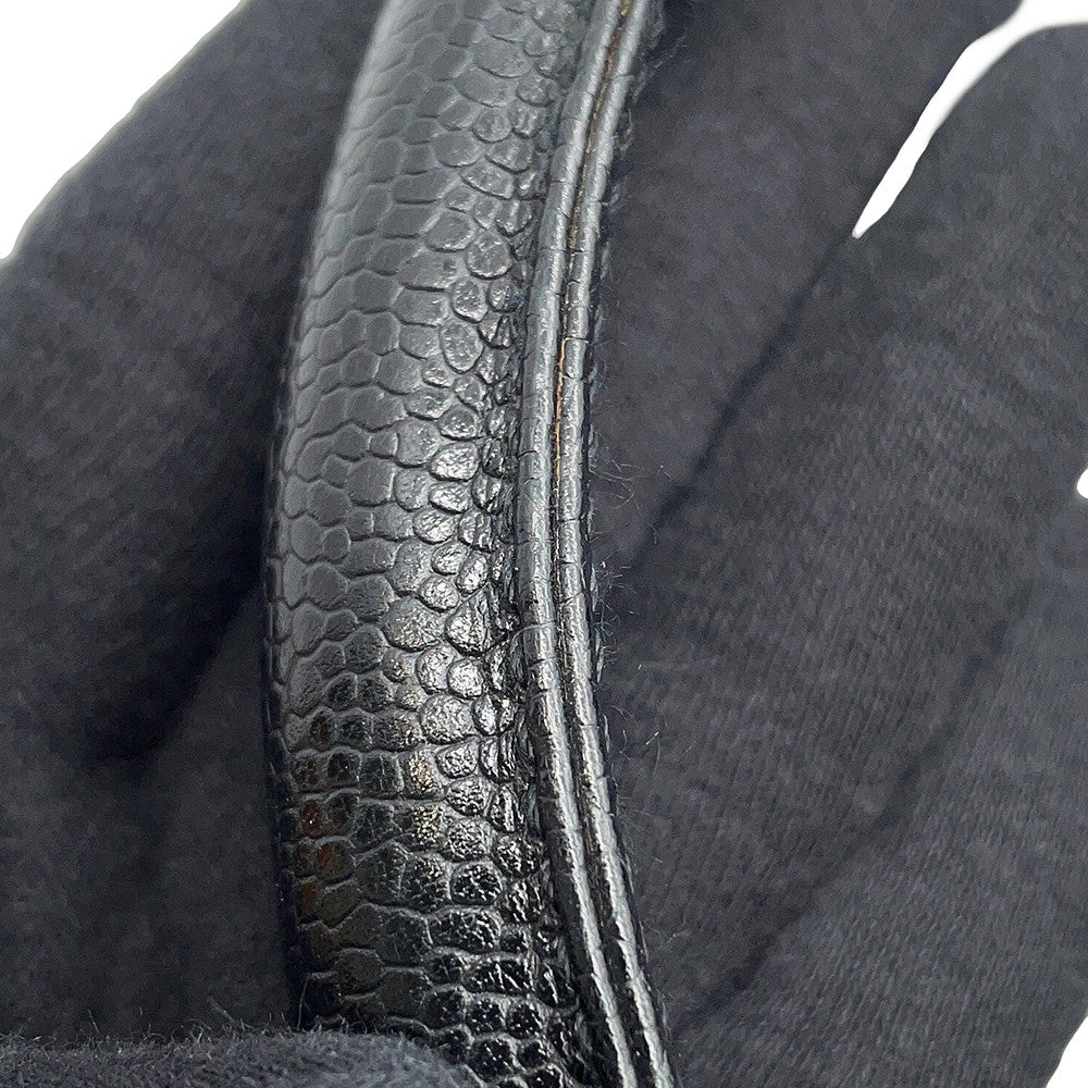 CHANEL CC Logo Handbag Black Caviar Leather
