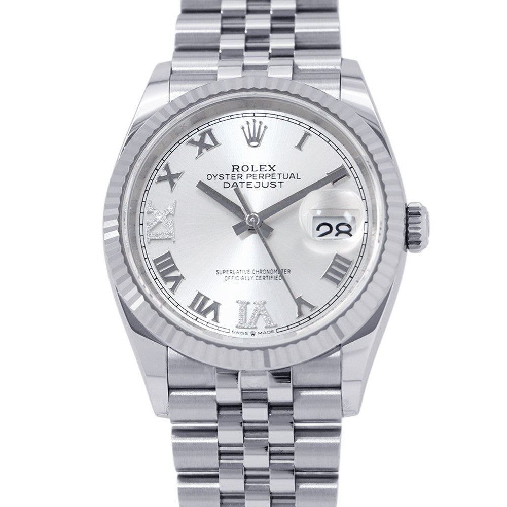 ROLEX Datejust W36mm Stainless Steel K18WG Silver Dial126234