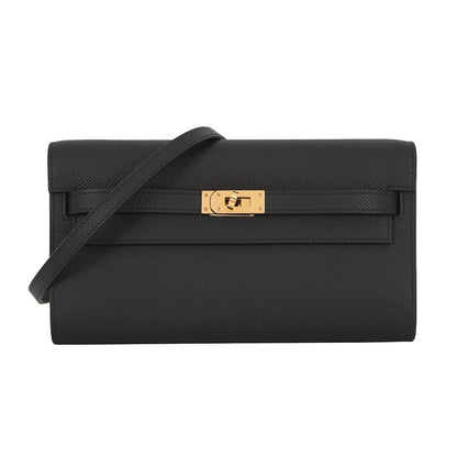 HERMES Kelly wallet long to go Black Epsom