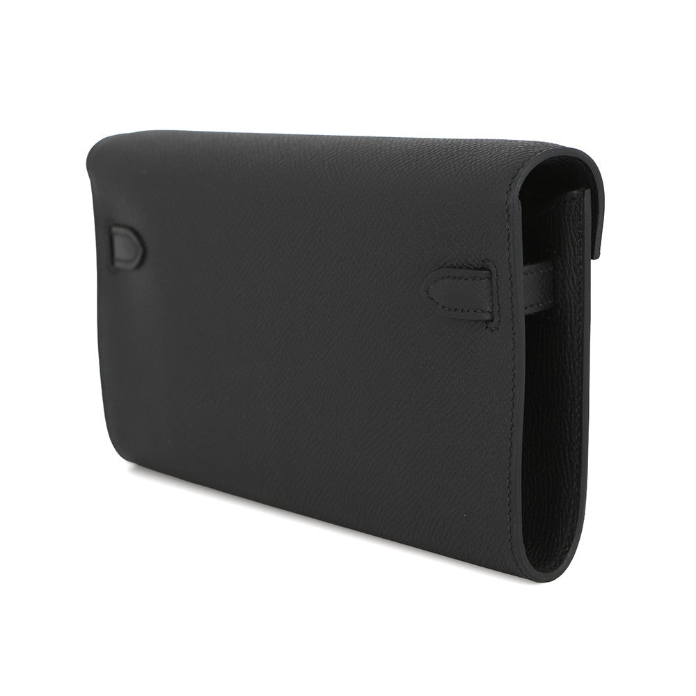 HERMES Kelly wallet long to go Black Epsom