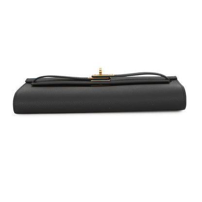 HERMES Kelly wallet long to go Black Epsom