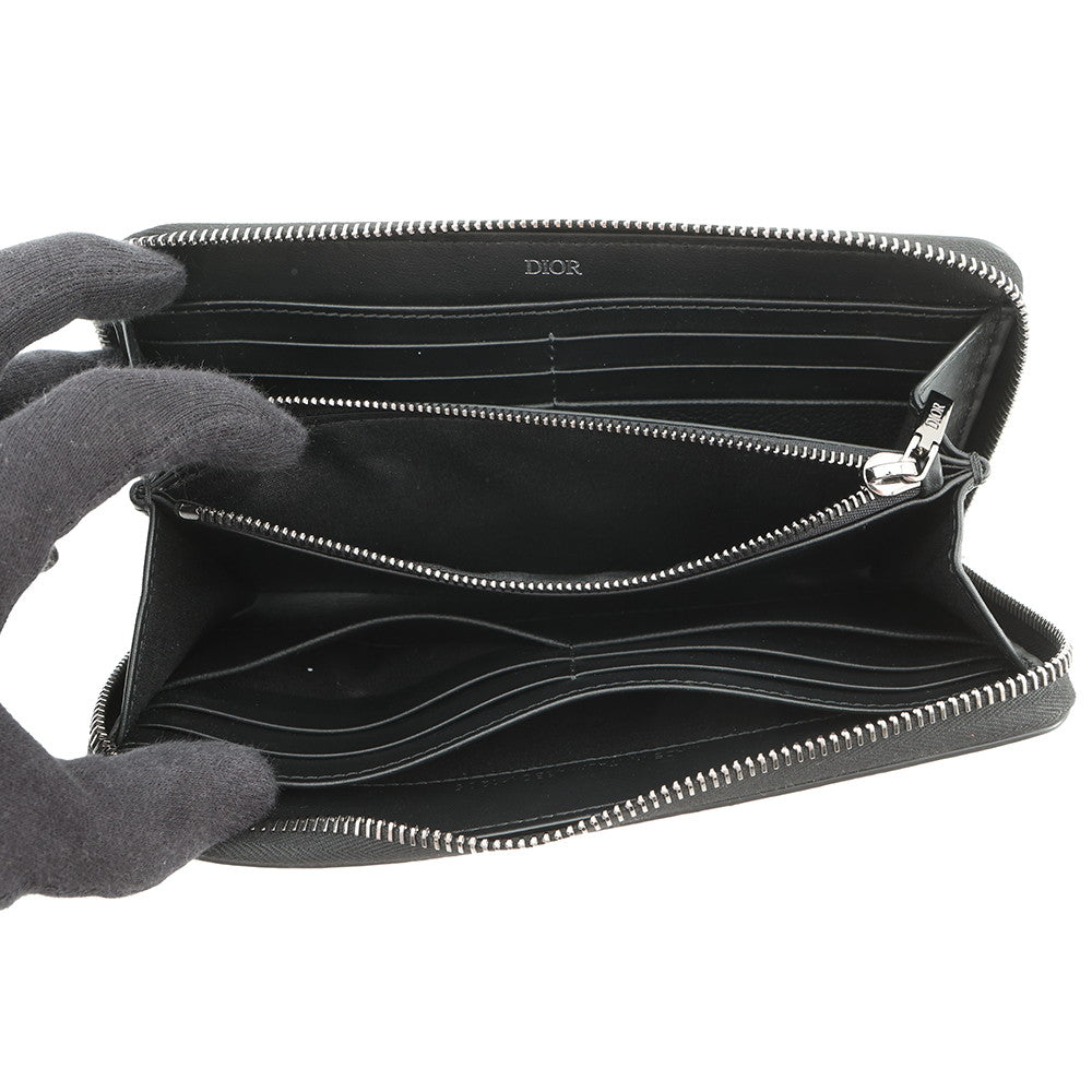 Dior CD Icon Long Zip Wallet Black2ESBC252CDI_H00N Grained CalfLeather