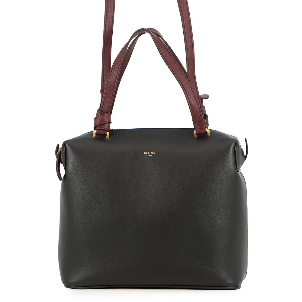 CELINE Soft Cube 2-Way Handbag Black/Bordeaux181613 Leather