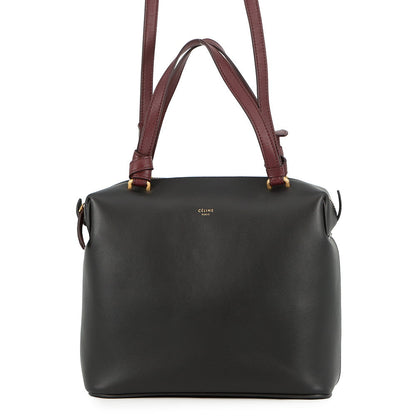 CELINE Soft Cube 2-Way Handbag Black/Bordeaux181613 Leather