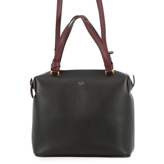 CELINE Soft Cube 2-Way Handbag Black/Bordeaux181613 Leather