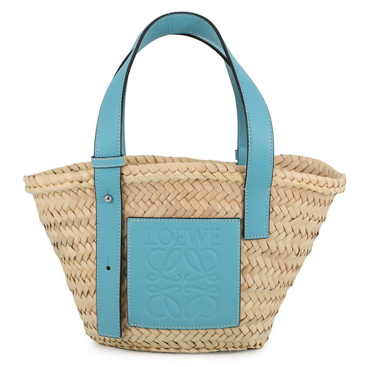 LOEWE Anagram basket bag Light Blue/Natural327.02.S93 Raffia Leather Size Small