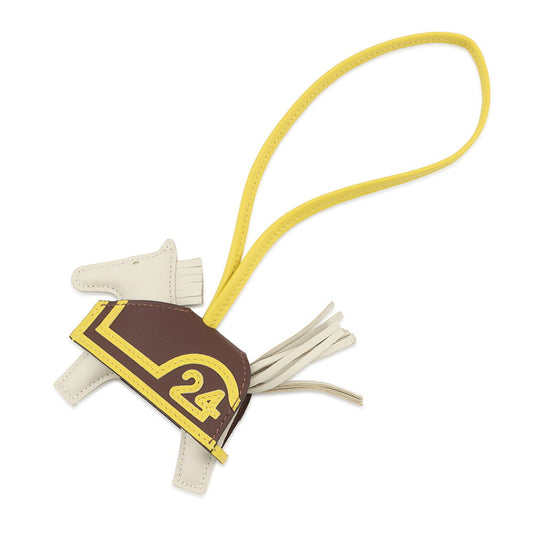 HERMES Rodeo Loveo 24 Craie/Terre/Jaune de Naples Lambskin Swift Leather Size PM