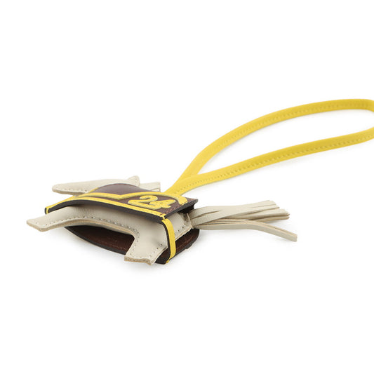 HERMES Rodeo Loveo 24 Craie/Terre/Jaune de Naples Lambskin Swift Leather Size PM
