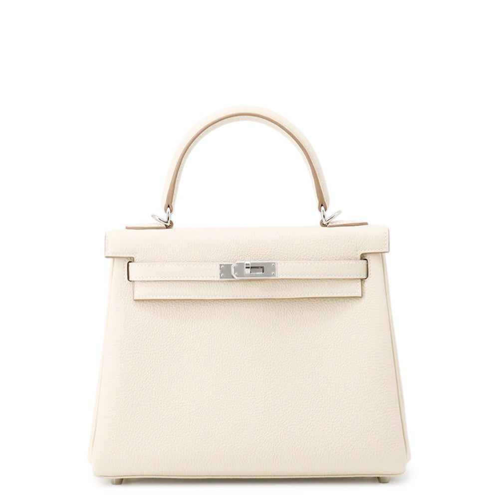 HERMES Kelly Retourne Craie Togo Leather Size 25