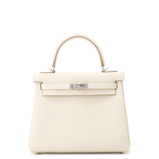 HERMES Kelly Retourne Craie Togo Leather Size 25