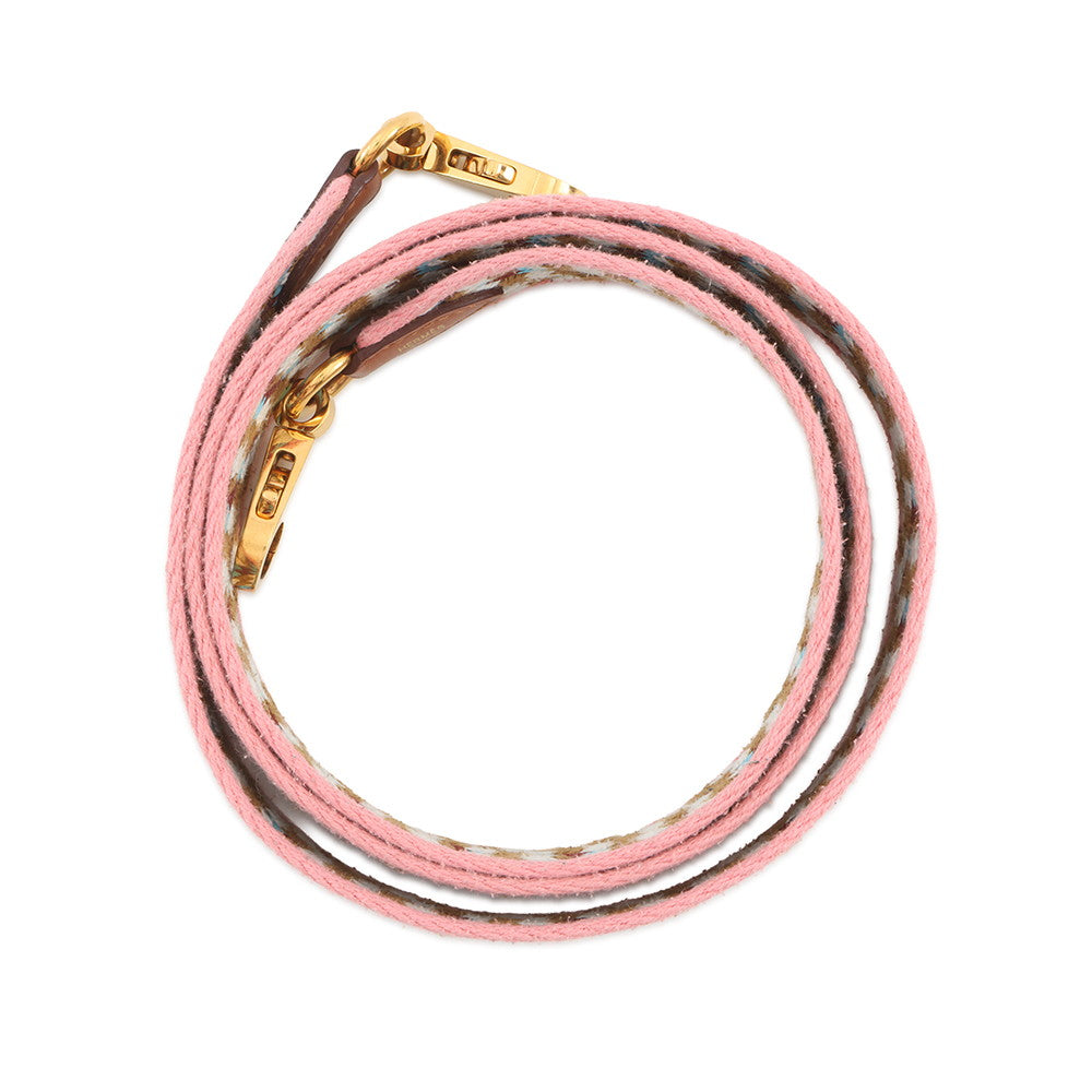 HERMES Bandouliere Rose d'Eté / White / Rouge Vif / Gold Canvas Swift Leather Size 4.4"x1"