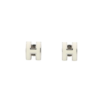 HERMES Pop Ash Earrings Size Mini White Metal Lacquer