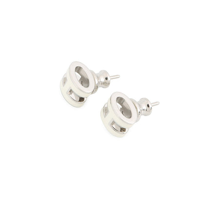 HERMES Pop Ash Earrings Size Mini White Metal Lacquer