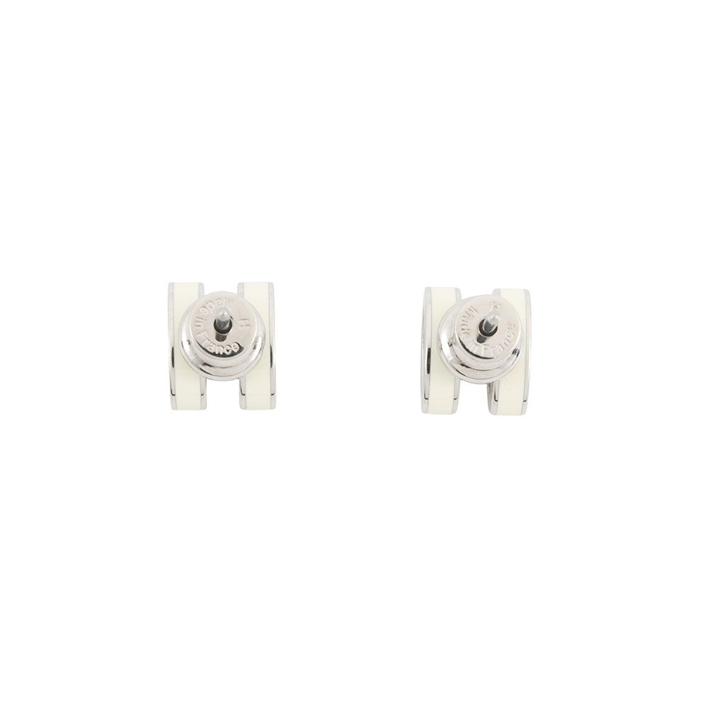 HERMES Pop Ash Earrings Size Mini White Metal Lacquer