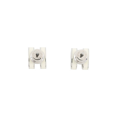 HERMES Pop Ash Earrings Size Mini White Metal Lacquer