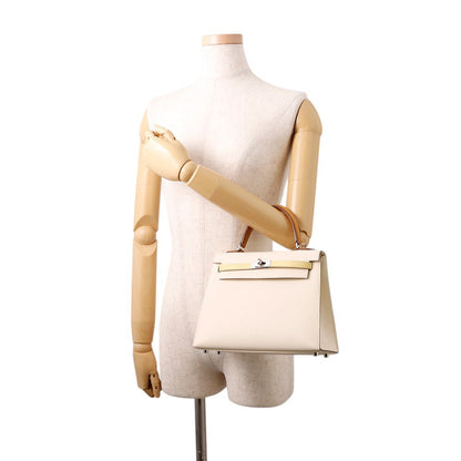 HERMES Kelly Sellier tricolor Nata/Sesame/Jaune Poussin Epsom Size 25