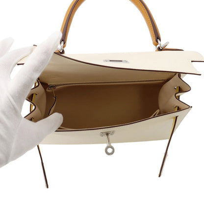 HERMES Kelly Sellier tricolor Nata/Sesame/Jaune Poussin Epsom Size 25