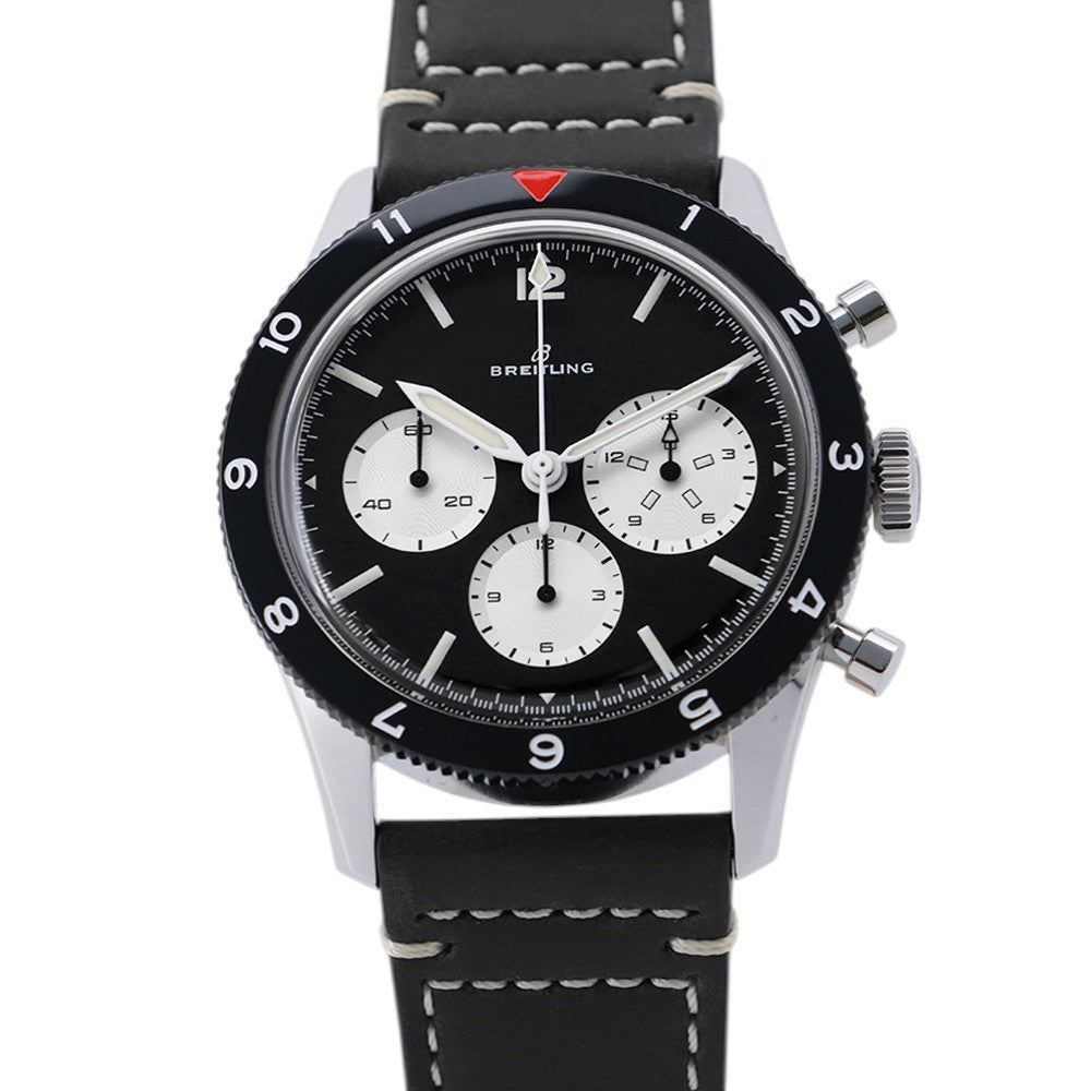 BREITLING Classic AVI REF. 765 Re-Edition W41mm Stainless Steel Leather Black DialAB09451A1B1X1