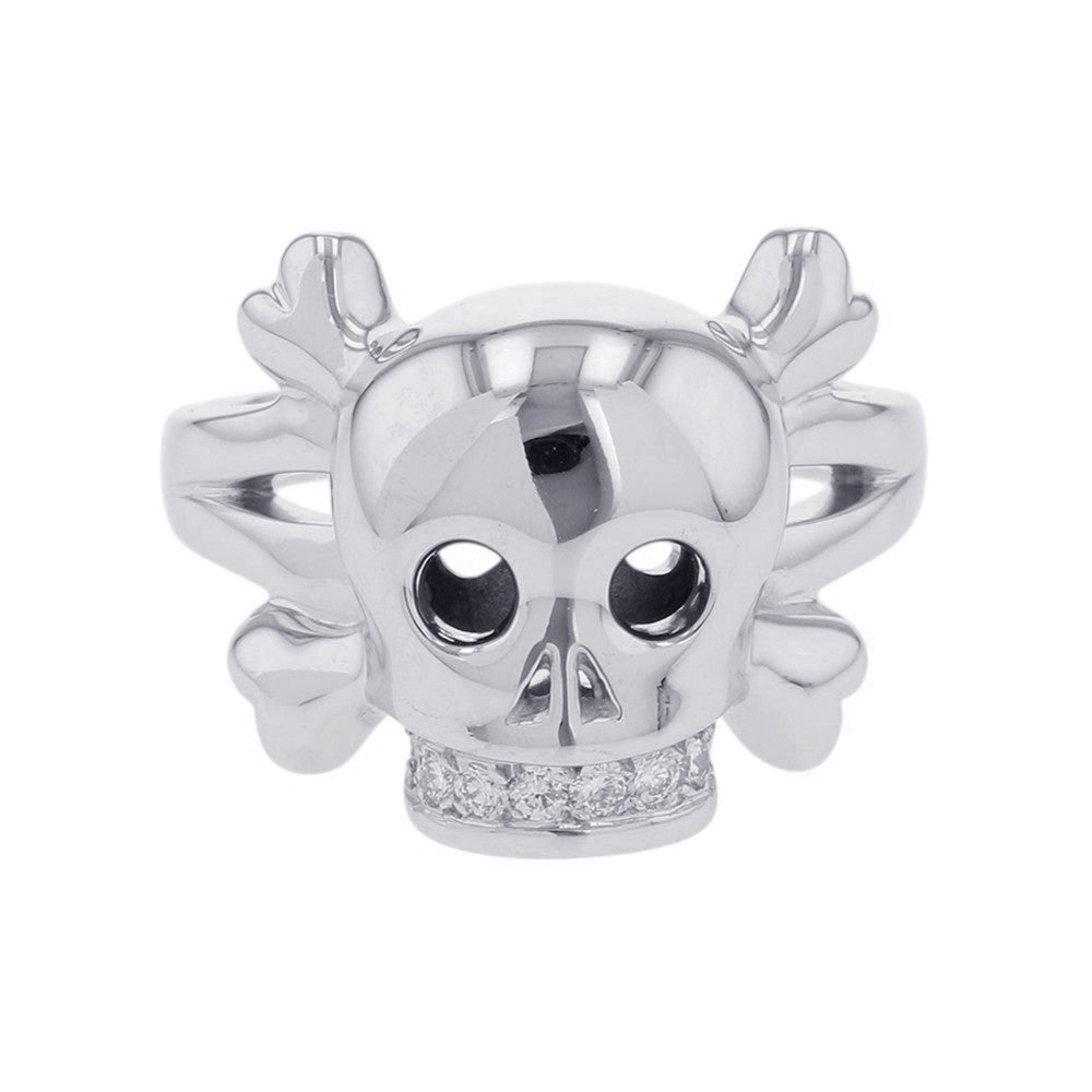 Dior Tet du Maure Skull Ring Size 55/#15 18K White Gold