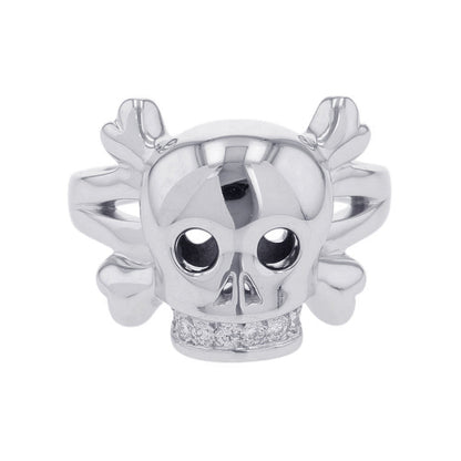 Dior Tet du Maure Skull Ring Size 55/#15 18K White Gold