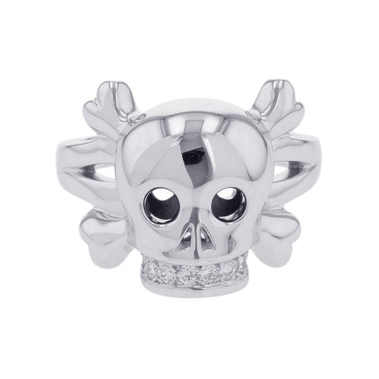 Dior Tet du Maure Skull Ring Size 55/#15 18K White Gold