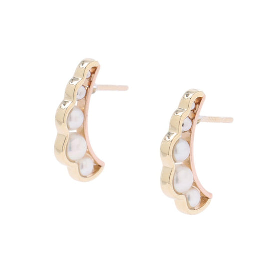 TASAKI Liquid Sculpture Pearl Earrings Pt900 K18YG K18PG