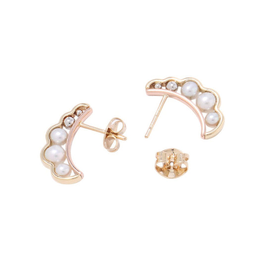 TASAKI Liquid Sculpture Pearl Earrings Pt900 K18YG K18PG