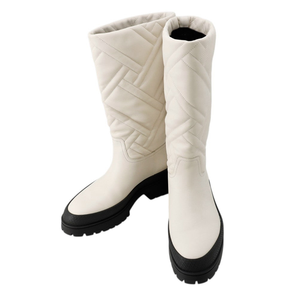 HERMES Fuji Ex-Libs Boots White/Black Leather Size 36 1/2