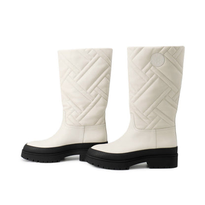 HERMES Fuji Ex-Libs Boots White/Black Leather Size 36 1/2
