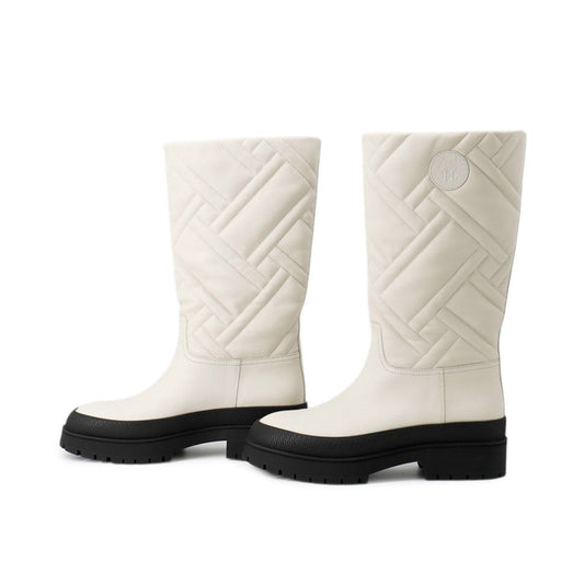 HERMES Fuji Ex-Libs Boots White/Black Leather Size 36 1/2