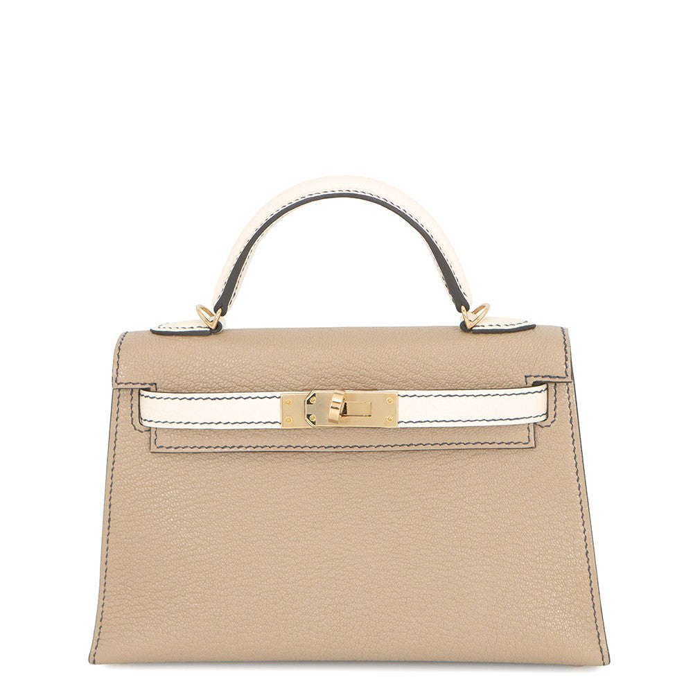 HERMES Mini Kelly2 SPO Gris Tourterelle/Nata Chevre Myzore Goatskin