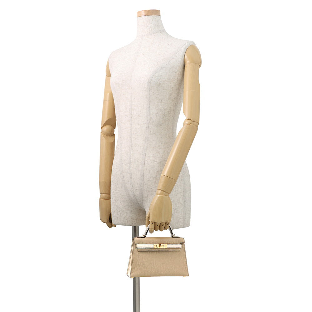 HERMES Mini Kelly2 SPO Gris Tourterelle/Nata Chevre Myzore Goatskin