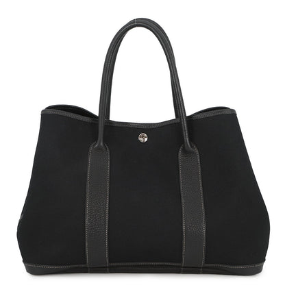 HERMES Garden Party Black Toile Officier Negonda Leather Size PM