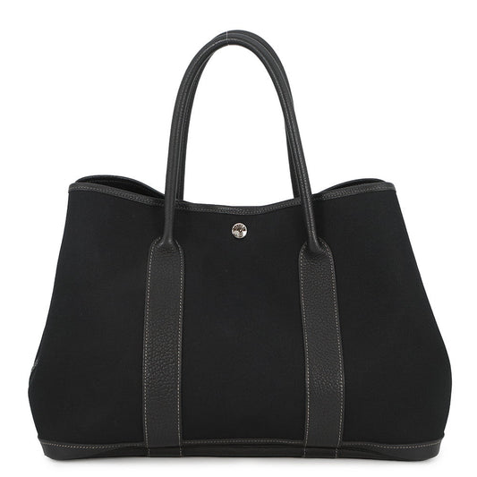 HERMES Garden Party Black Toile Officier Negonda Leather Size PM