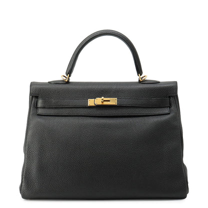 HERMES Kelly Retourne Black Togo Leather Size 35
