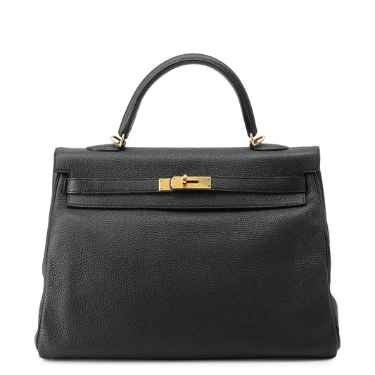 HERMES Kelly Retourne Black Togo Leather Size 35