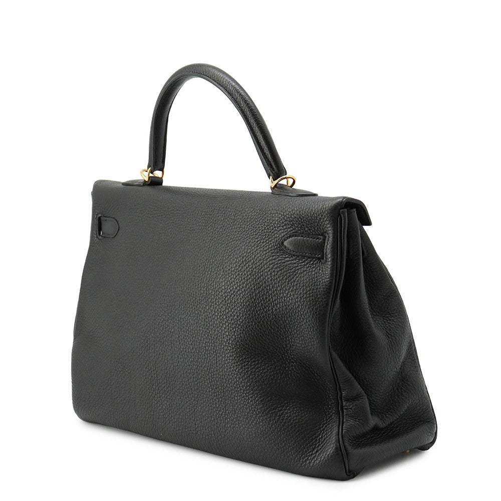 HERMES Kelly Retourne Black Togo Leather Size 35