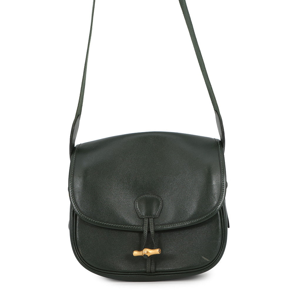HERMES Duffle Shoulder Bag Green Box Calf Leather