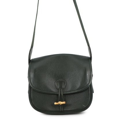 HERMES Duffle Shoulder Bag Green Box Calf Leather