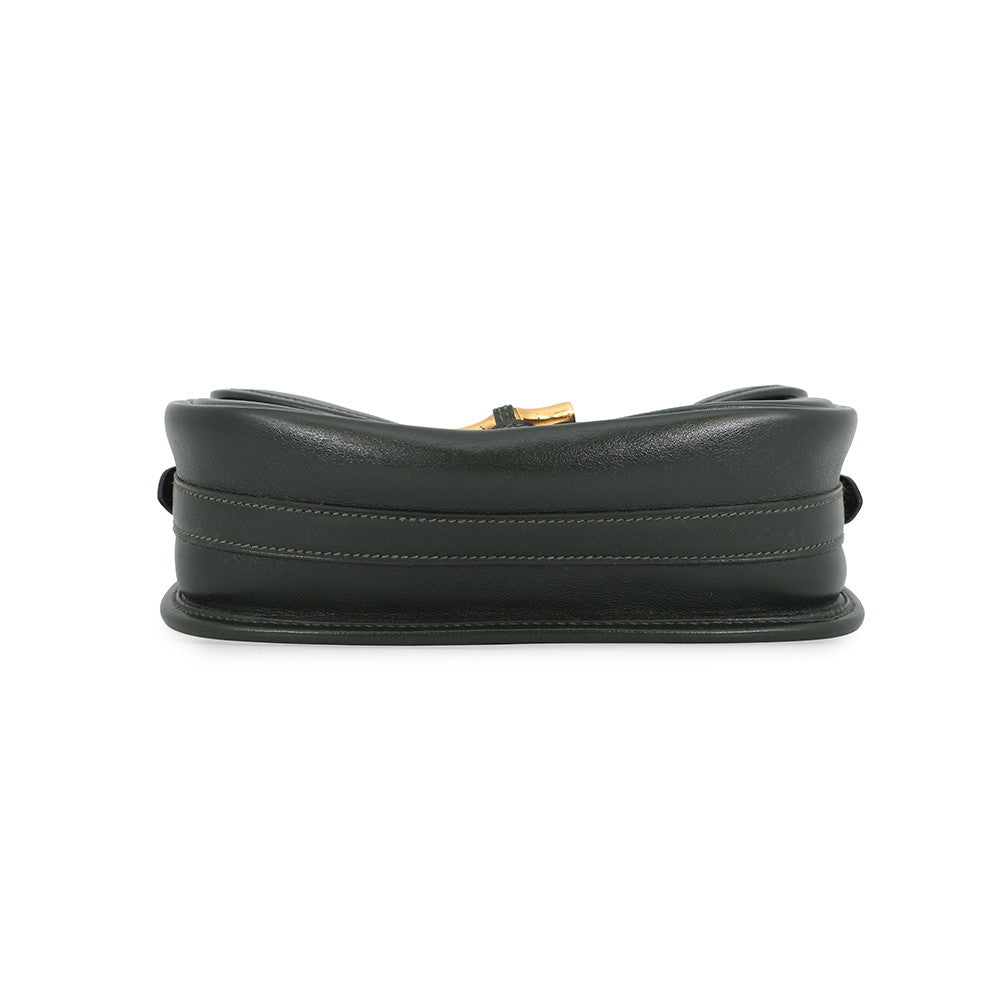 HERMES Duffle Shoulder Bag Green Box Calf Leather