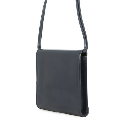 HERMES Wood Shoulder Bag Navy Box Calf Leather
