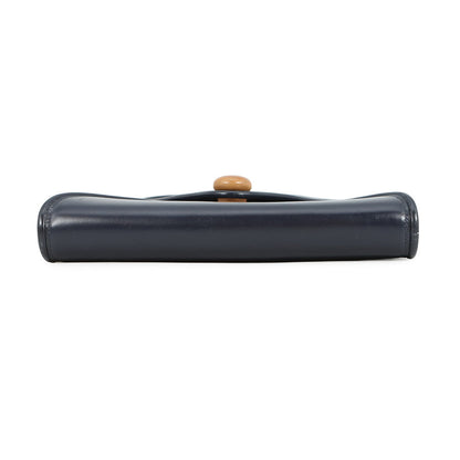 HERMES Wood Shoulder Bag Navy Box Calf Leather