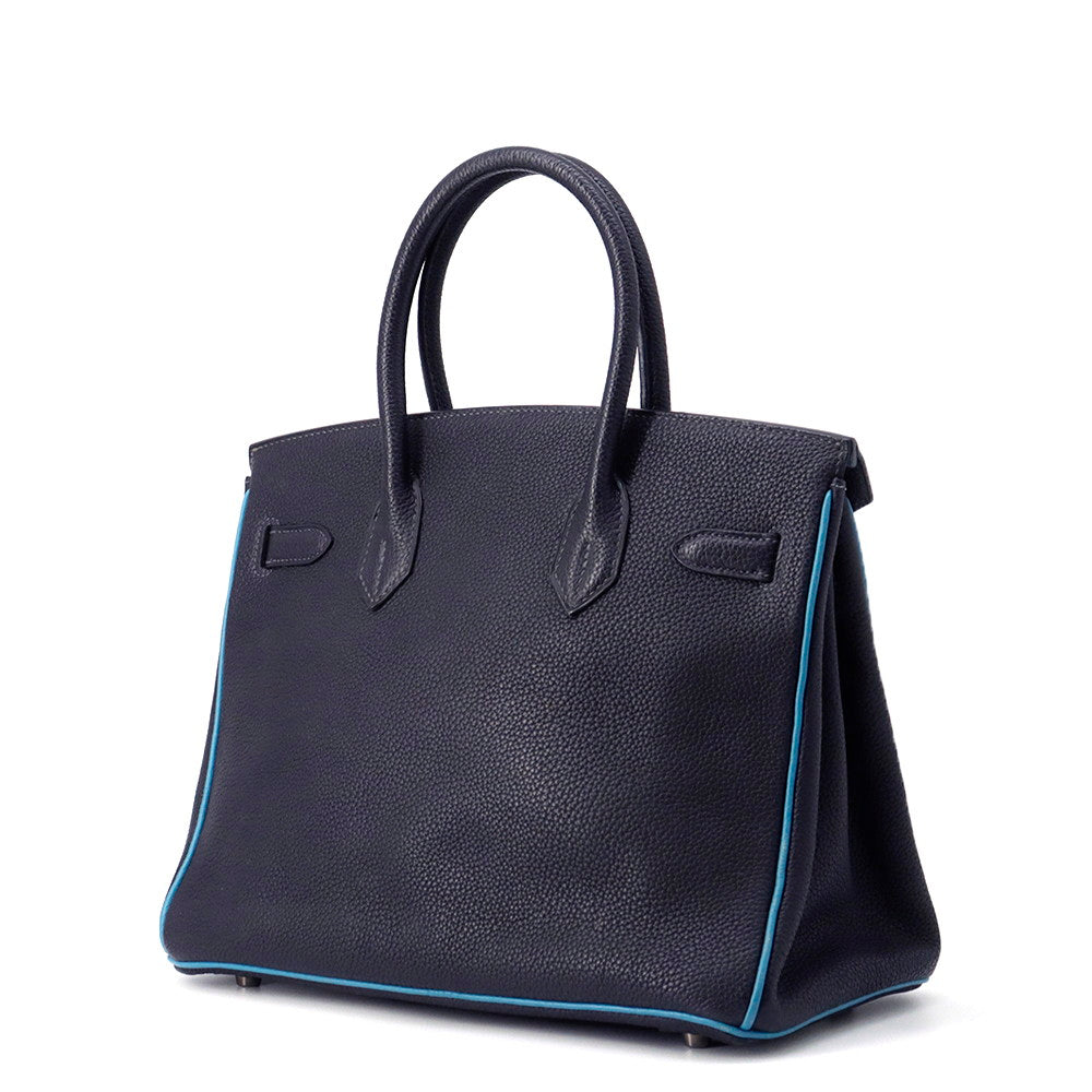HERMES Birkin Blue Indigo/Blue Jean Togo Leather Size 30