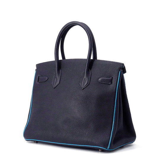 HERMES Birkin Blue Indigo/Blue Jean Togo Leather Size 30